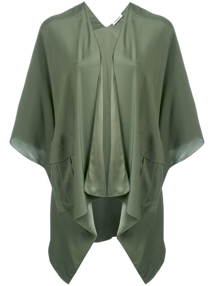 P.a.r.o.s.h. - Cropped Sleeve Waterfall Jacket - Women - Silk - S, Green, Silk
