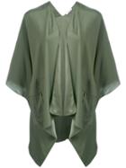P.a.r.o.s.h. - Cropped Sleeve Waterfall Jacket - Women - Silk - S, Green, Silk