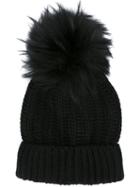 Blugirl Pompom Beanie, Women's, Black, Polyamide/viscose/cashmere/racoon Fur