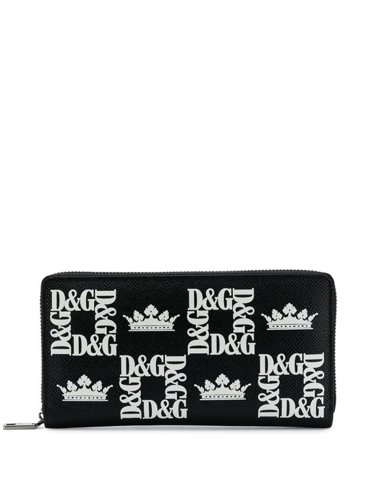 Dolce & Gabbana Logo Print Zip Wallet - Black
