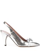 Rayne Lucite Sling Back Pumps - Silver