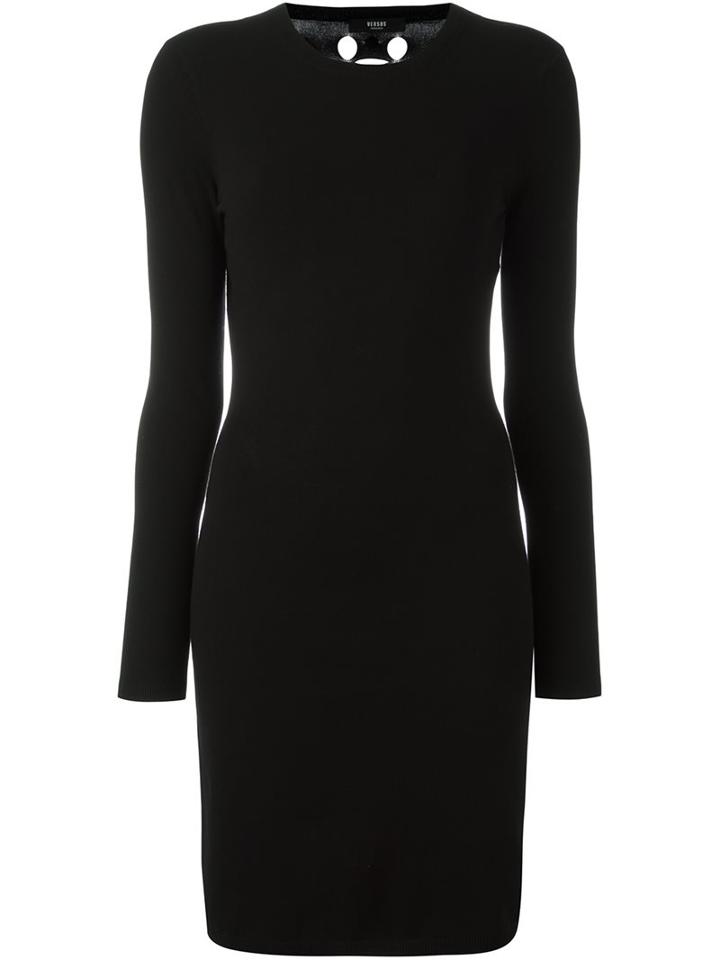 Versus Floral Laser-cut Mini Dress, Women's, Size: 42, Black, Polyester/viscose