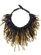 Monies Beaded Necklace, Women's, Black, Wood/gold/glass