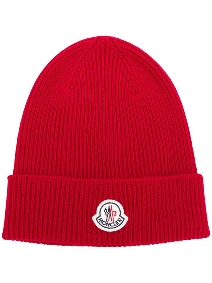 Moncler Logo Beanie - Red