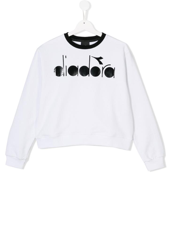 Diadora Junior Logo Print Sweatshirt - White