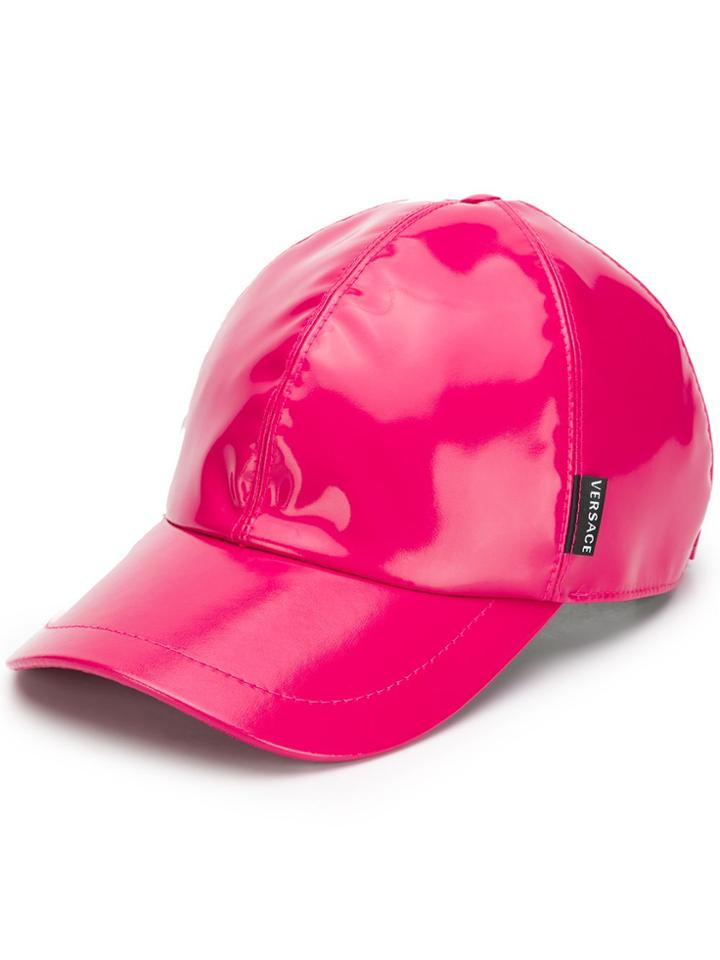 Versace High-shine Logo Patch Baseball Cap - Pink
