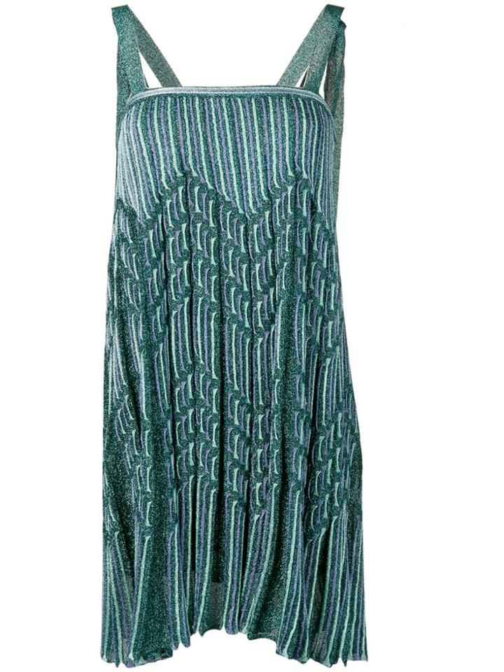 M Missoni Pleated Knit Shift Dress - Green