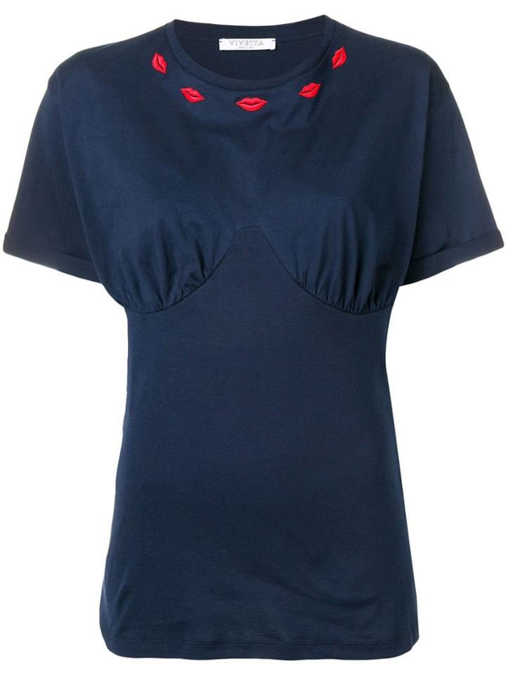 Vivetta Embroidered Lips T-shirt - Blue