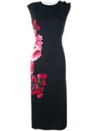 Dolce & Gabbana Floral Print Midi Dress, Women's, Size: 44, Black, Silk/spandex/elastane
