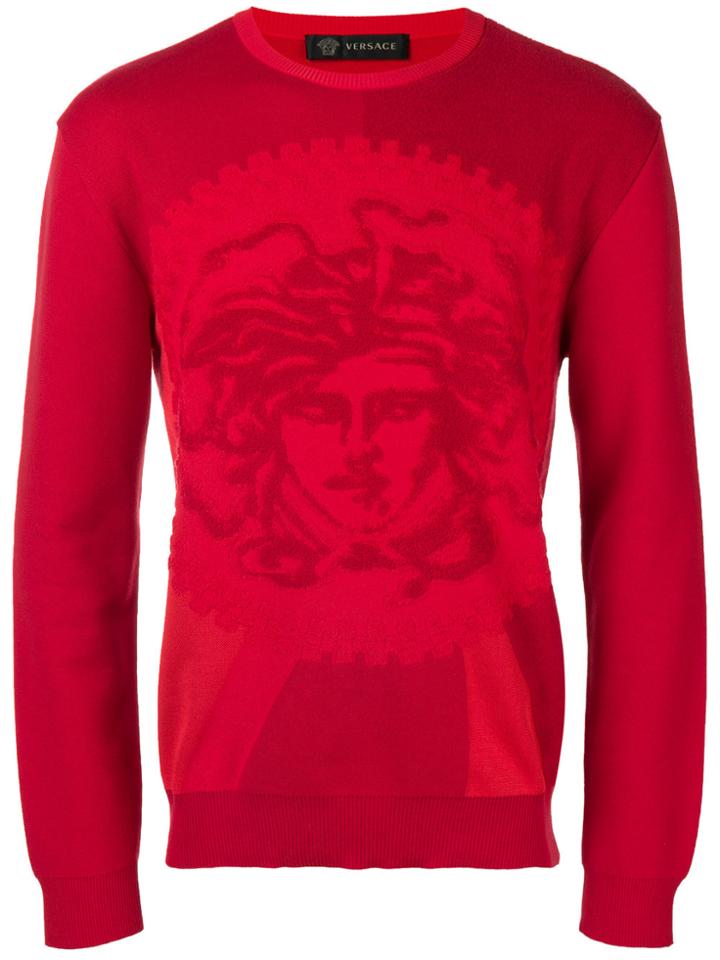 Versace Medusa Knit Jumper - Red