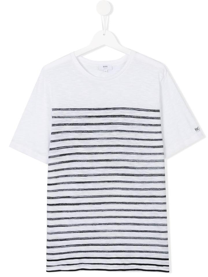 Boss Kids Striped T-shirt, Boy's, Size: 16 Yrs, White