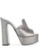 René Caovilla Platform Heel Sandals - Silver