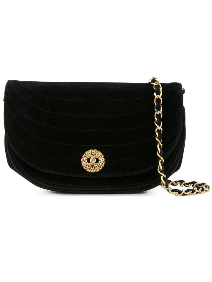Chanel Vintage Round Flap Chain Bag - Black