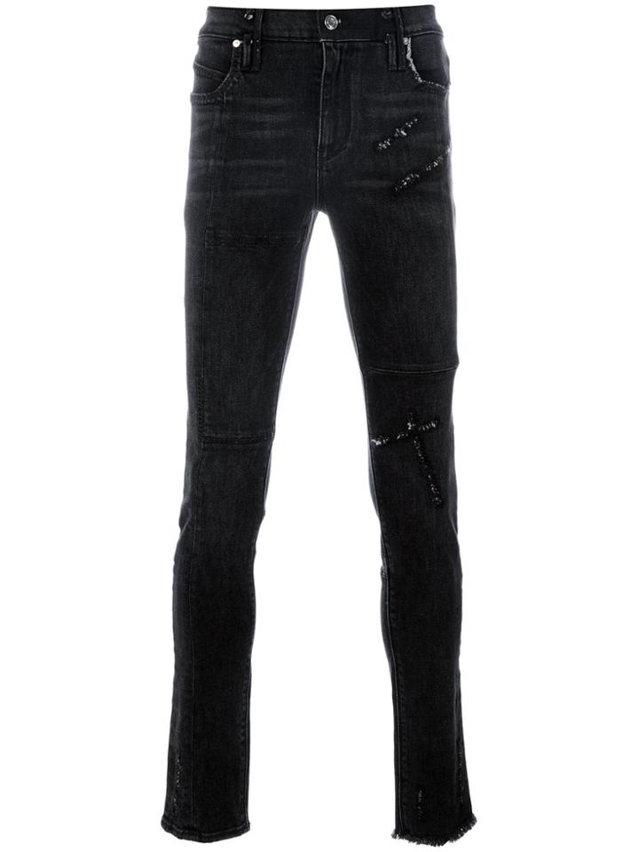 Rta Distressed Slim Fit Jeans - Black