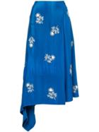 Erdem Floral-embroidered Wrap Skirt - Blue