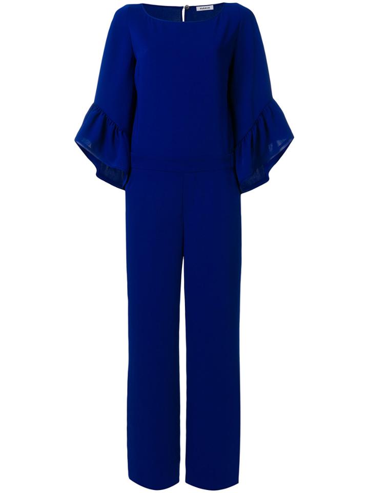 P.a.r.o.s.h. Ruffle-sleeve Fitted Jumpsuit - Blue