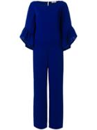 P.a.r.o.s.h. Ruffle-sleeve Fitted Jumpsuit - Blue