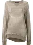 Bassike Striped Oversized Raglan Sweatshirt, Women's, Size: 6, Green, Organic Cotton