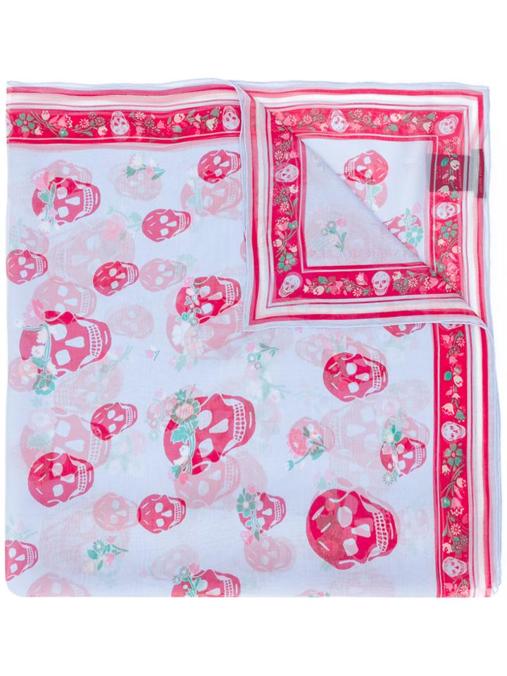 Alexander Mcqueen Floral Crown Scarf - Blue
