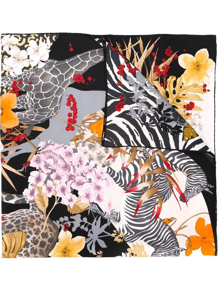 Salvatore Ferragamo Printed Scarf, Women's, White, Silk