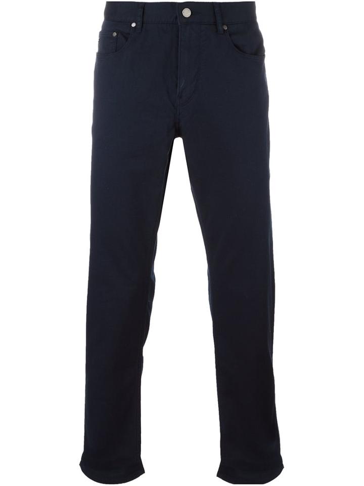 Michael Kors Straight Leg Trousers, Men's, Size: 32, Blue, Cotton/spandex/elastane