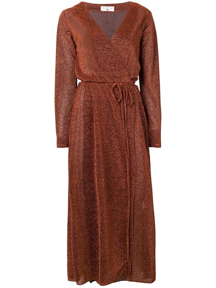 Danielapi Lurex Knit Wrap Dress - Orange