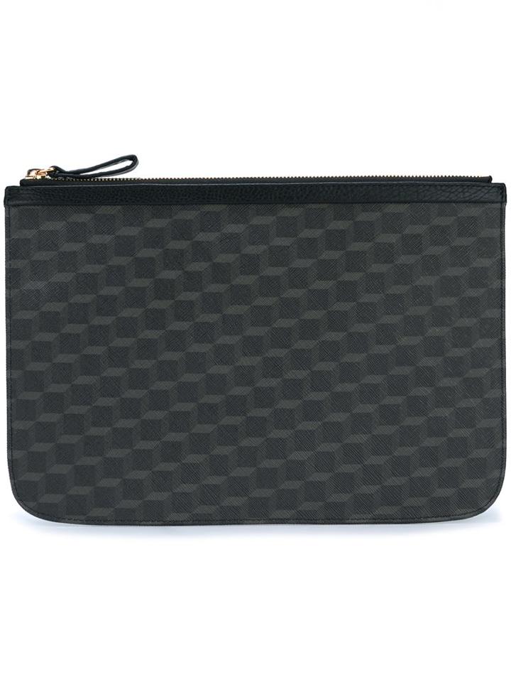 Pierre Hardy Cube Print Clutch Bag, Men's, Black, Calf Leather