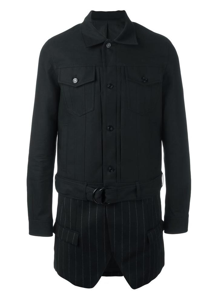 Juun.j Layered Shirt Jacket, Men's, Size: 46, Black, Cotton/polyester/rayon/polyurethane