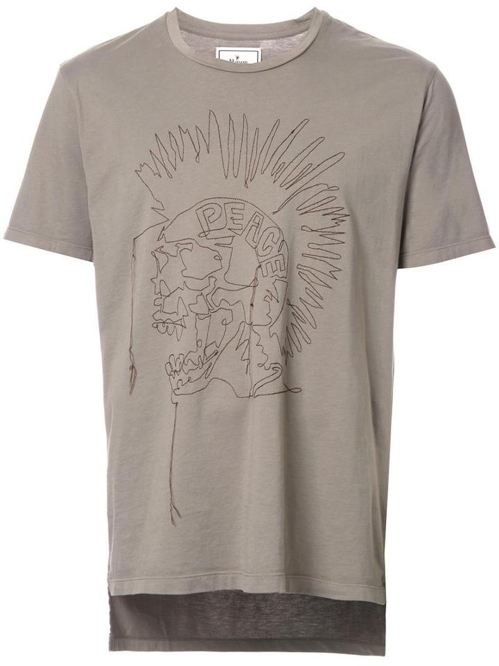 Miharayasuhiro 'peace' Skull T-shirt, Men's, Size: 46, Green, Cotton