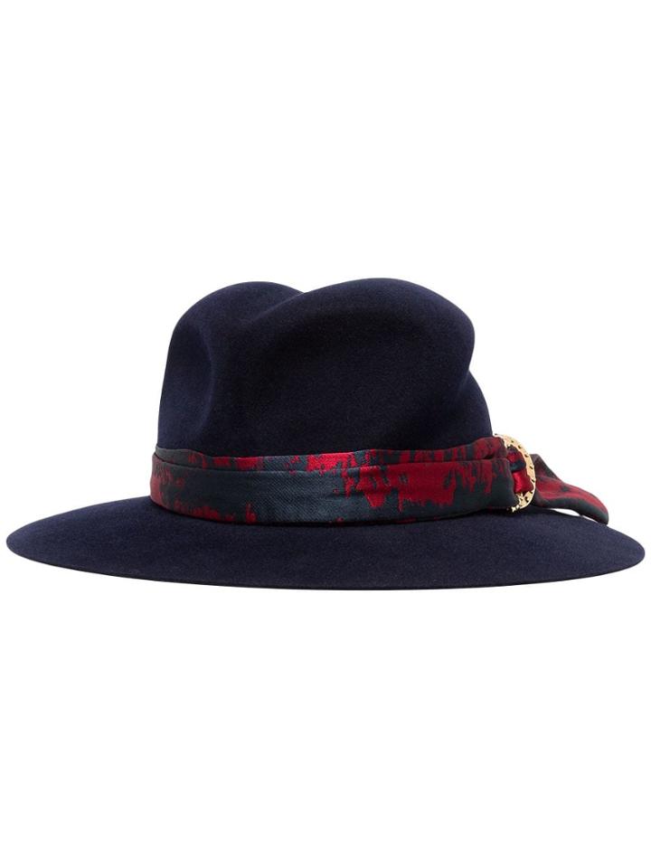 Maison Michel Blue Yoshiko Jacquard Rabbit Fur Hat