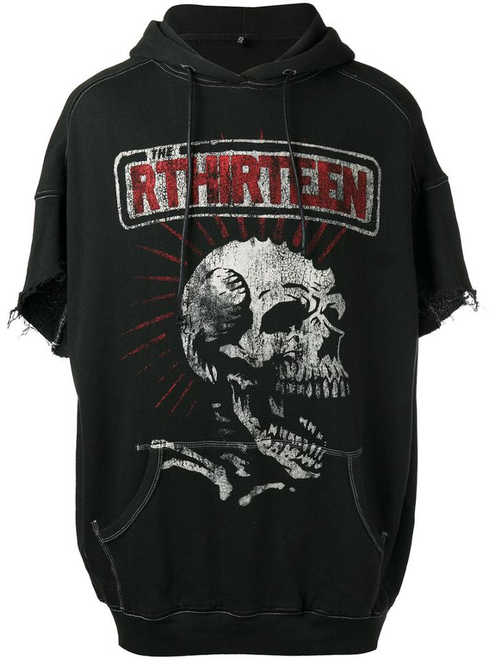 R13 Skeleton Print Shortsleeved Hoodie, Men's, Size: Xs, Black, Cotton