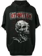 R13 Skeleton Print Shortsleeved Hoodie, Men's, Size: Xs, Black, Cotton