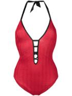 Missoni Mare Plunge Halterneck Swimsuit - Red