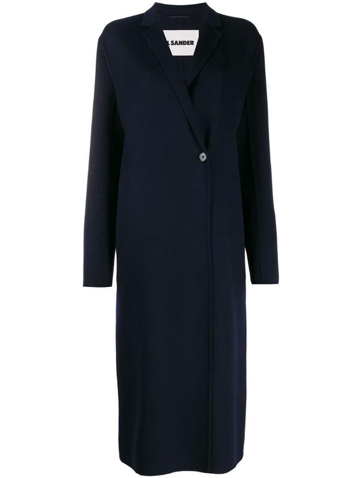 Jil Sander Long Cashmere Coat - Blue