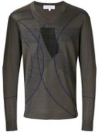 Salvatore Ferragamo - Patterned V-neck Jumper - Men - Silk/virgin Wool - L, Green, Silk/virgin Wool