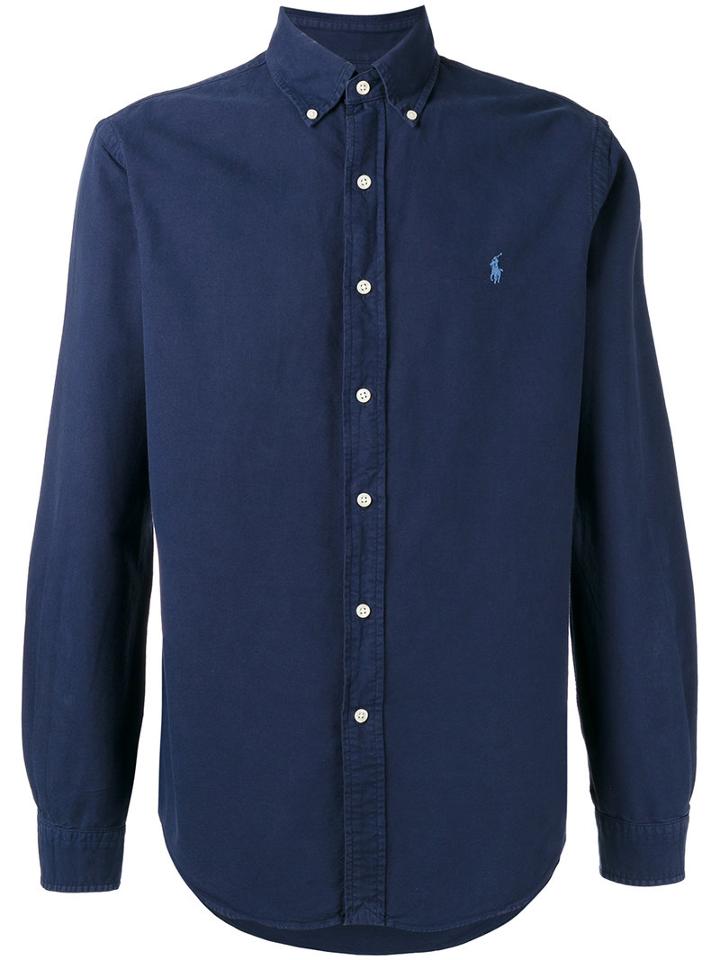 Polo Ralph Lauren Embroidered Logo Button-down Shirt, Men's, Size: Large, Blue, Cotton