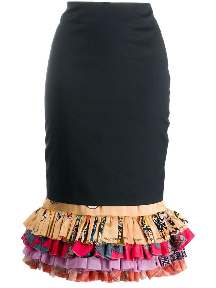 Marine Serre Peplum Pencil Skirt - Blue
