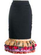 Marine Serre Peplum Pencil Skirt - Blue