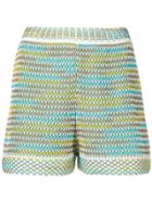 M Missoni High Rise Patterned Knit Shorts - Green