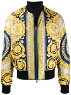 Versace Baroque Pattern Bomber Jacket - Blue