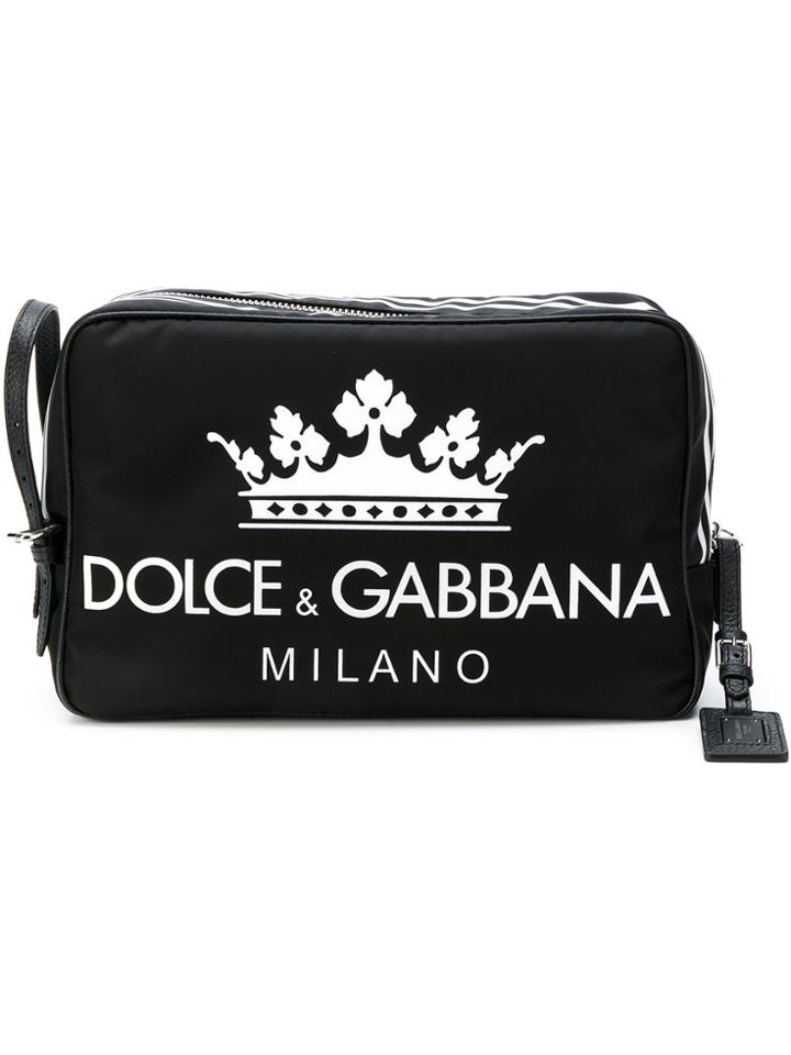 Dolce & Gabbana Logo Printed Washbag - Black
