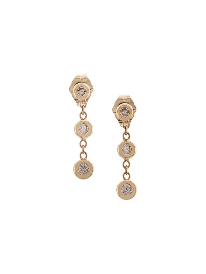 Jacquie Aiche 14kt Yellow Gold Three Diamond Drop Earrings
