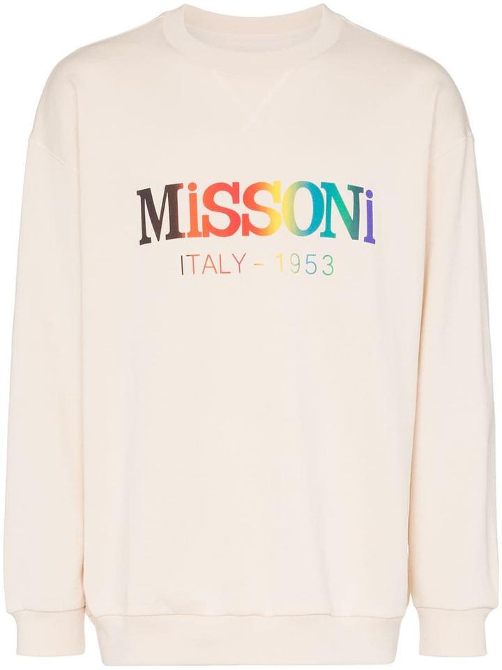 Missoni Logo Print Cotton Sweatshirt - White