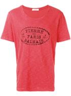 Pierre Balmain Brand Print T-shirt, Men's, Size: 48, Red, Cotton