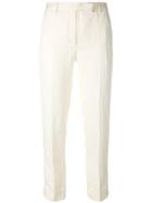 Philosophy Di Lorenzo Serafini Folded Hem Cropped Trousers, Women's, Size: 40, Nude/neutrals, Linen/flax/viscose
