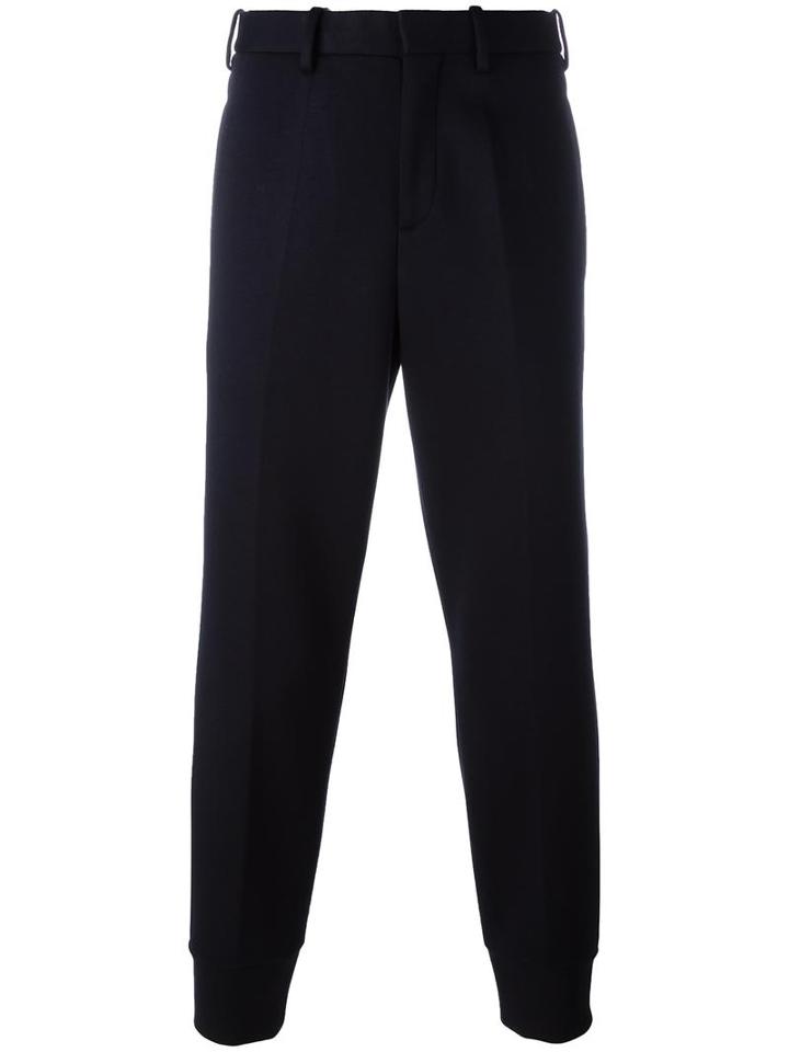 Neil Barrett Slim Fit Low Rise Trousers, Men's, Size: 50, Blue, Cotton/viscose