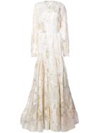 Christian Siriano Long Tone-on-tone Gown - White