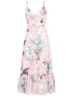 Marchesa Notte Floral Fils Coupe Cocktail Dress - Pink