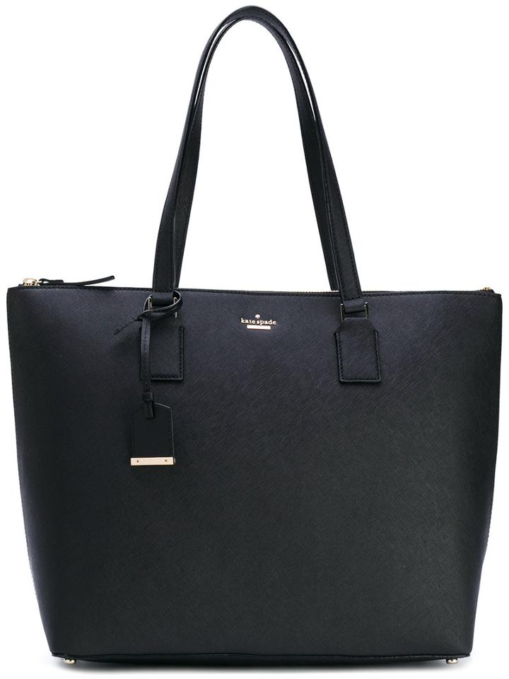 Kate Spade - Logo Plaque Shoulder Bag - Women - Cotton/leather - One Size, Black, Cotton/leather