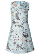 Red Valentino Bird And Insect Print Shift Dress - Blue